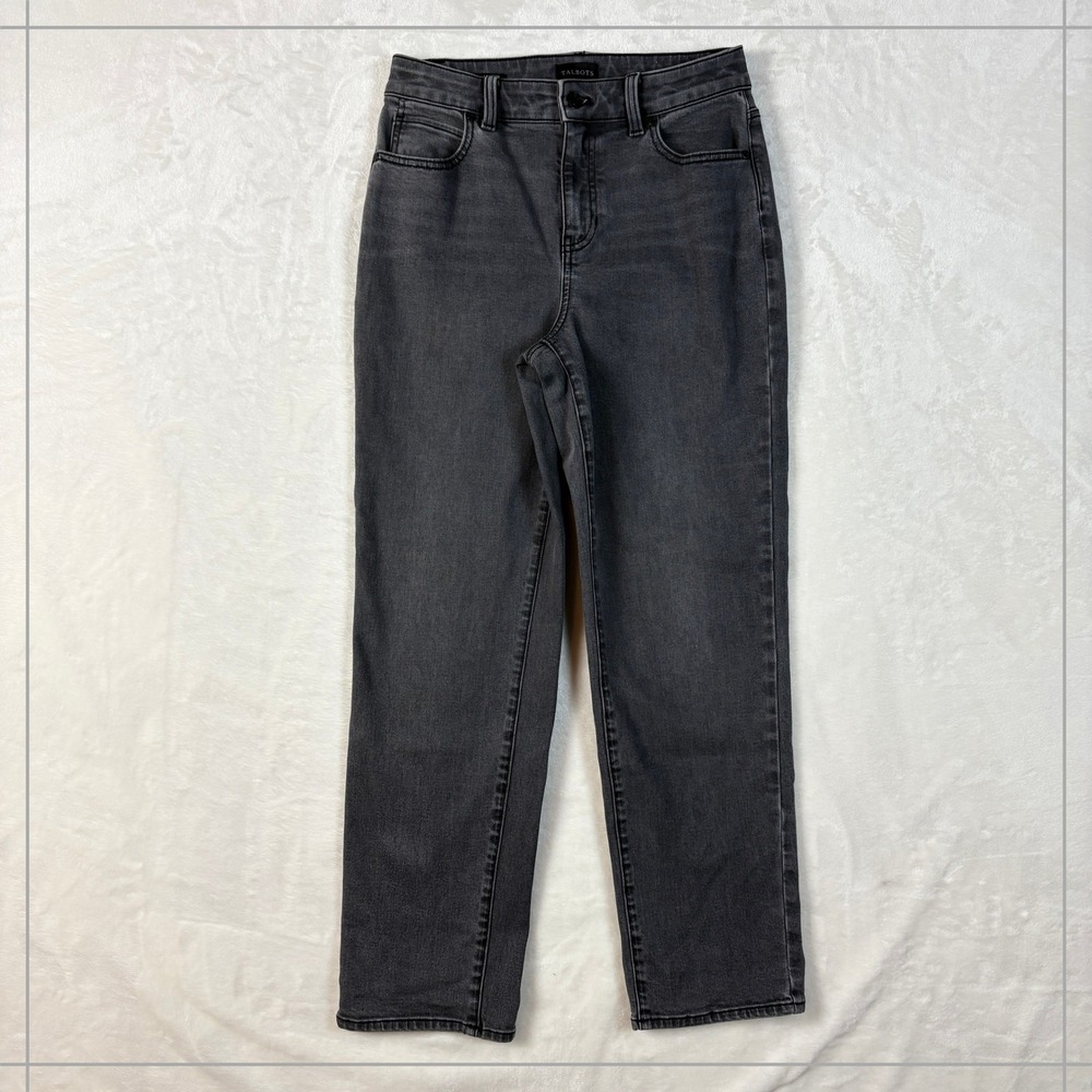 Talbots High Waist Relaxed Jean Womens 4P Black Excellent Carnegie Wash Denim